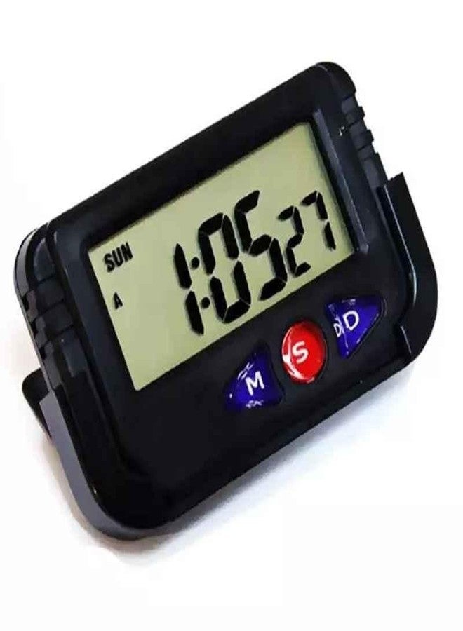 Royals Digital Alarm Clock with Stopwatch | Small Portable Black Desk & Table Clock | Flexible Stand for Car Dashboard, Office & Home Use | Multi-Functional Timepiece with Alarm - Image 1