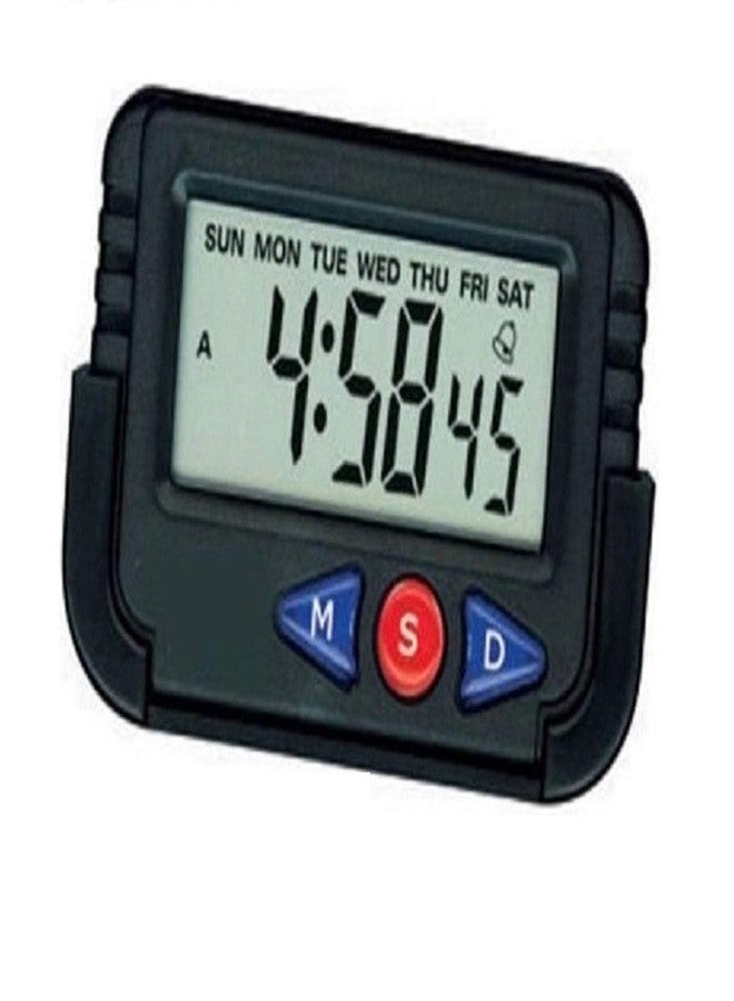 Royals Digital Alarm Clock with Stopwatch | Small Portable Black Desk & Table Clock | Flexible Stand for Car Dashboard, Office & Home Use | Multi-Functional Timepiece with Alarm - Image 5