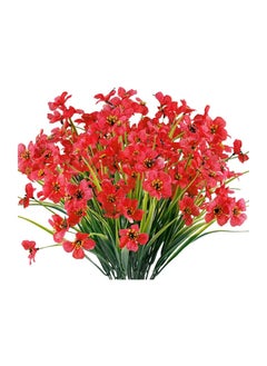 KASTWAVE Artificial Flowers 12 Bundles Outdoor UV Resistant Fake Flowers No Fade Faux Plants Garden Porch Window Box Decorating for Home Wedding Decoration Party (Deep Red)  - Image 1