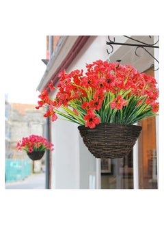 KASTWAVE Artificial Flowers 12 Bundles Outdoor UV Resistant Fake Flowers No Fade Faux Plants Garden Porch Window Box Decorating for Home Wedding Decoration Party (Deep Red)  - Image 5