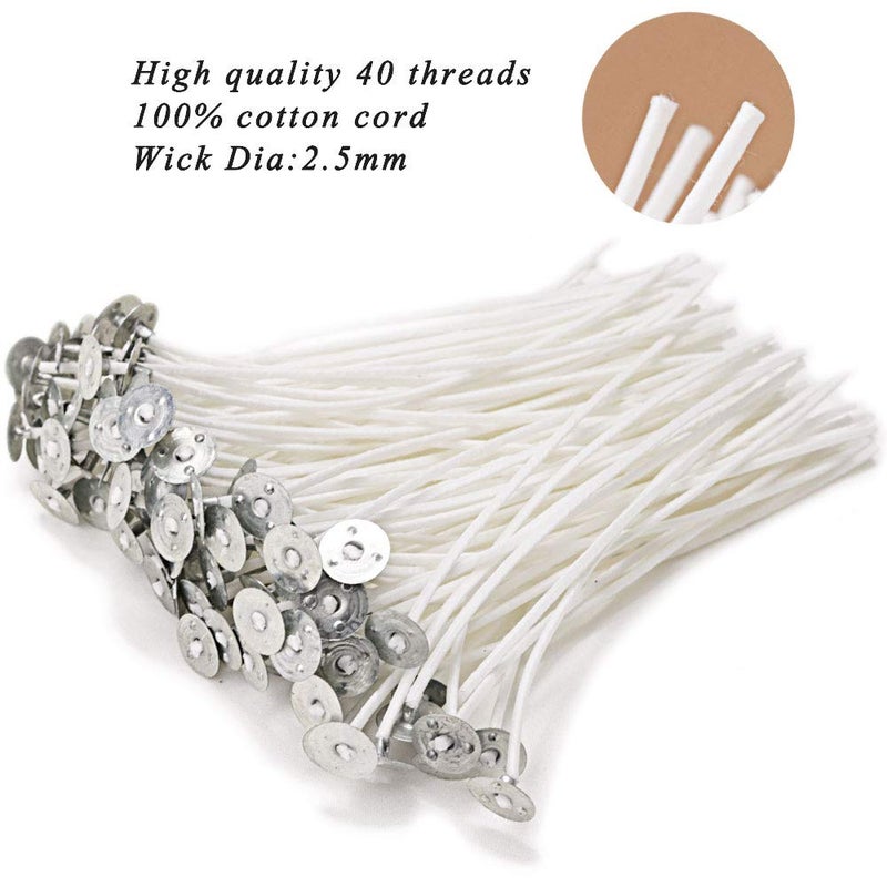 EricX Light 100 Piece Cotton Candle Wick 6" Pre-Waxed for Candle Making,Candle DIY - Image 5
