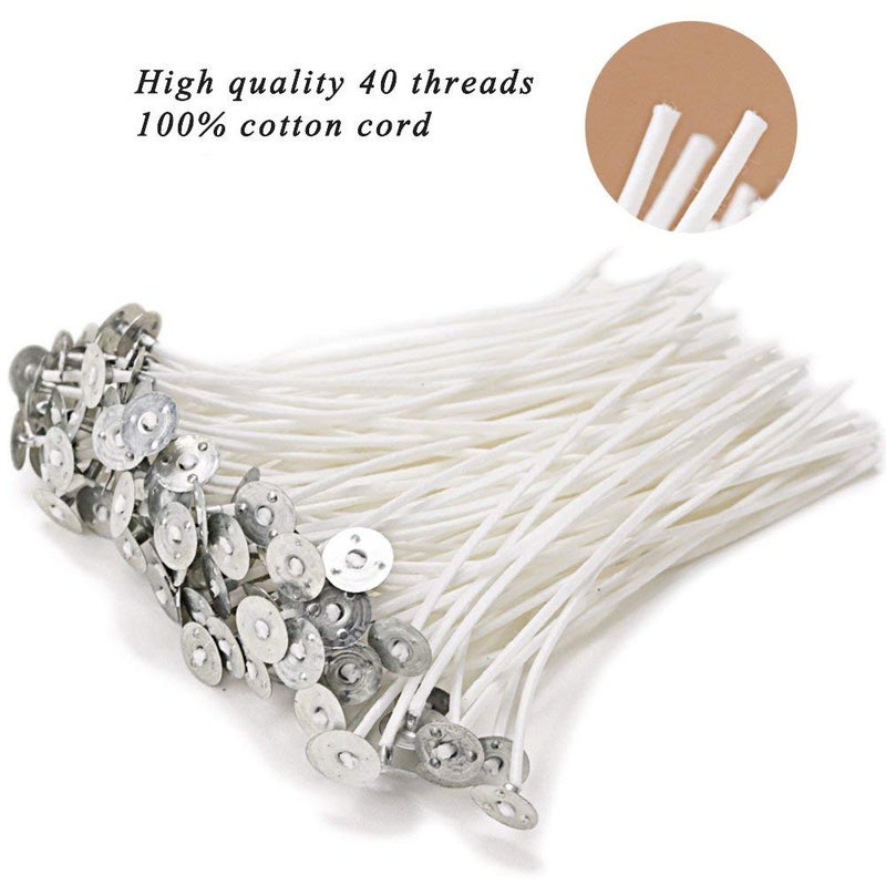 EricX Light 100 Piece Cotton Candle Wick 6" Pre-Waxed for Candle Making,Candle DIY - Image 3