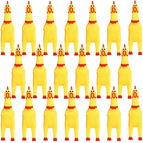 Zddaoole 20 Pcs Rubber ChickenScreaming ChickenSqueeze ChickenYellow Rubber Squawking Dog ToysPrank Novelty Noise Toy - Image 1