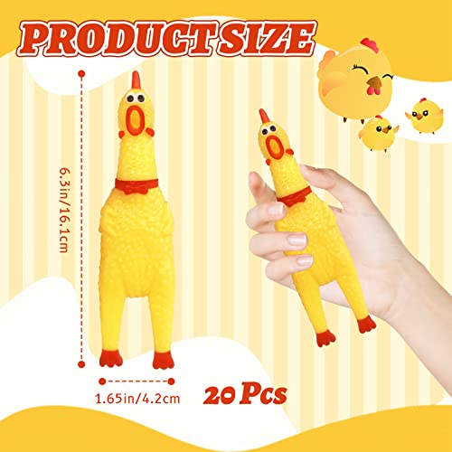 Zddaoole 20 Pcs Rubber ChickenScreaming ChickenSqueeze ChickenYellow Rubber Squawking Dog ToysPrank Novelty Noise Toy - Image 5