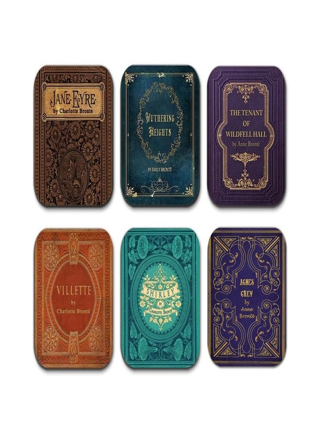 Universal Zone Bronte Sisters Literary Coasters, 6-Piece Set Featuring Classic Book Covers. Jane Eyre, Villette, Wuthering Heights, The Tenant of Wildfell Hall, Shirley, Agnes Grey. - Image 1