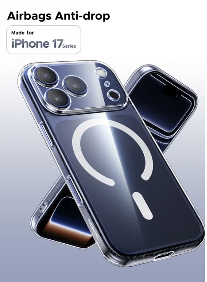 كارنييل جراب MagSafe لهاتف iPhone 17 Pro، غطاء مغناطيسي شفاف مع مغناطيس قوي وزر مصراع مطور، حماية من السقوط بدرجة عسكرية، مضاد للاصفرار، مقاوم للتآكل والخدش، متوافق مع ملحقات MagSafe - Image 1