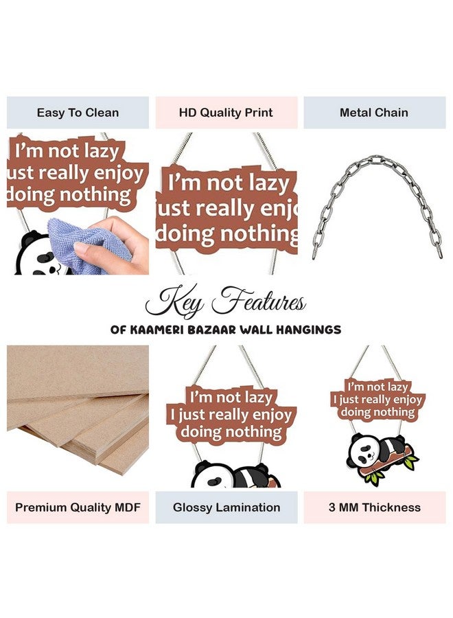 Kaameri Bazaar Lazy Panda Printed Wooden Wall Hanging with Quotes for Home Decor | Office | Gifts | Living Room | Bedroom | Wooden Decorative Items | Modern Painting | Artworks Decoration - Image 2