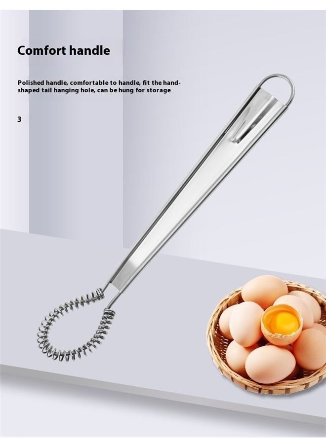 Generic Stainless Steel Mini Egg Whisk Beater Handheld Milk Frother Foamer Foaming Creamy Coffee Mixer Spring Sauce Blender Kitchen Accessories  - Image 3