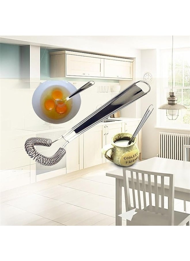 Generic Stainless Steel Mini Egg Whisk Beater Handheld Milk Frother Foamer Foaming Creamy Coffee Mixer Spring Sauce Blender Kitchen Accessories  - Image 5