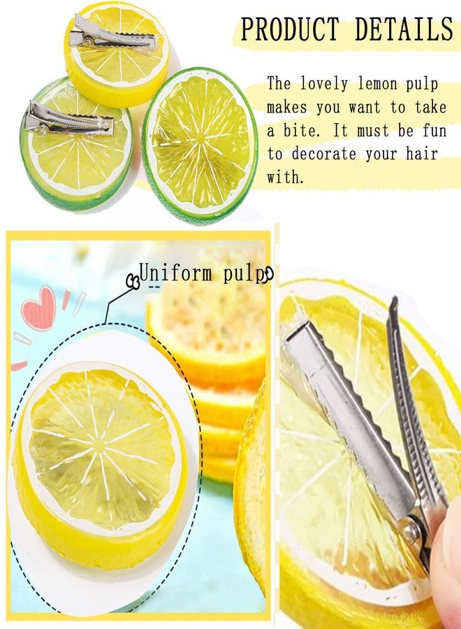 KuuGuu 6 PCS Lemon Hair Clips Cute Lemon Duckbill Clip Hair Barrettes Fashion Anti-slip Bangs Side Hairpins Realistic Creative Fruit Hair Clips for Kids Girls Toddler Christmas Hair Accessories - Image 3