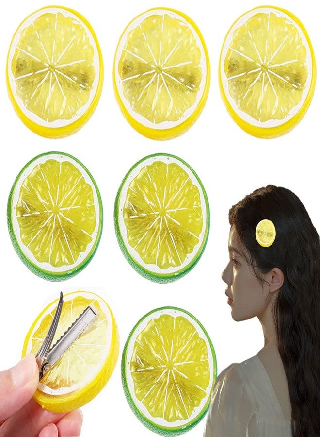 KuuGuu 6 PCS Lemon Hair Clips Cute Lemon Duckbill Clip Hair Barrettes Fashion Anti-slip Bangs Side Hairpins Realistic Creative Fruit Hair Clips for Kids Girls Toddler Christmas Hair Accessories - Image 1