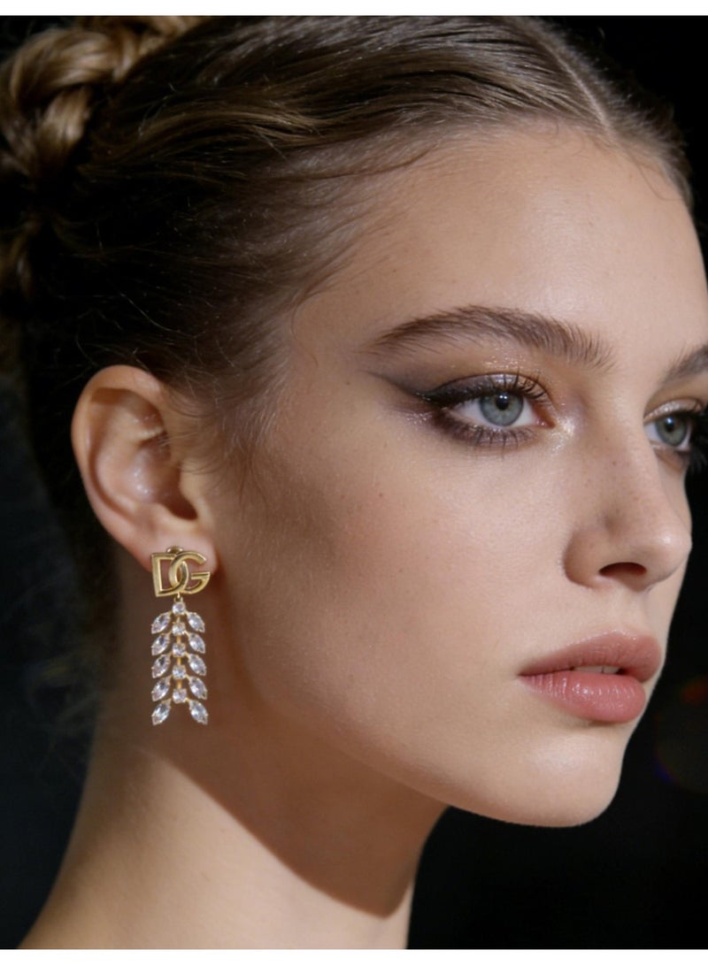 D&G Luxurious Crystal Earrings with High Sense Letter logo Long tassel Earrings Banquet Dress Earrings - Image 2