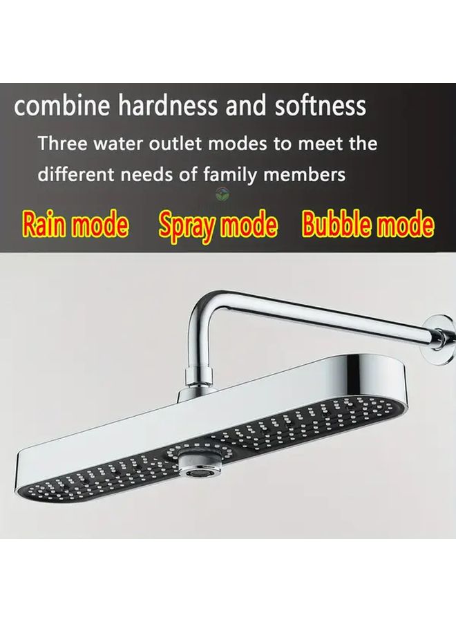 Silvery 3 Mode Giant Screen Overhead Shower Head Adjustable Long Arm Booster - Image 4