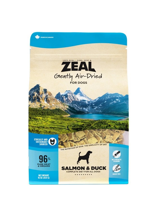 ZEAL Canada Air-Dried Salmon & Duck Recipe for Dogs - Superfood Omega-3 Rich, Dual-Protein, Grain Free, No Fillers, Complete Nutrition (Salmon & Duck, 1 lb) - Image 1