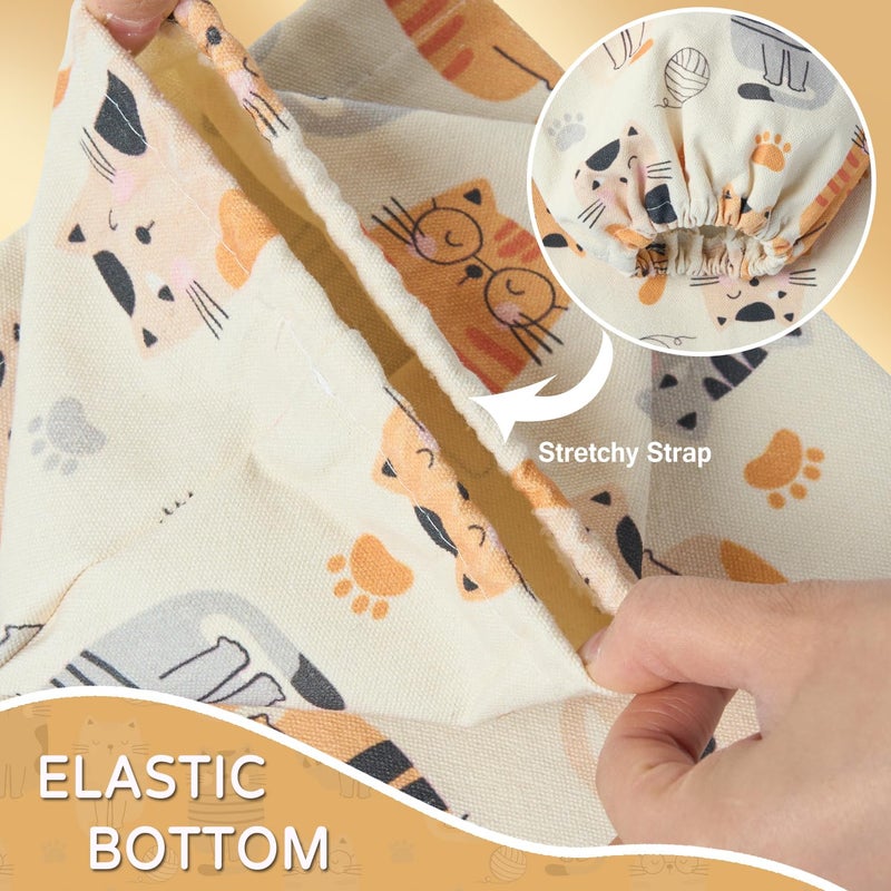 LeCorner Plastic Bag Holder, Reusable Grocery Bag Holder for Plastic Bags Groceries Store, Flower Canvas Trash Plastic Bag Organizer Storage Holders for Home Kitchen Pantry Decor (Pretty Cat) - Image 5