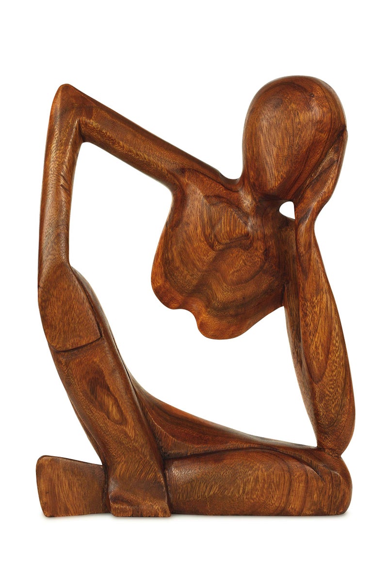 G6 Collection 12 Wooden Abstract Sculpture Handmade Handcrafted Art Thinking Man 2 Home Decor Decorative Figurine Accent Decoration Hand Carved Thinker Statue Thinking Man 2 - Image 2