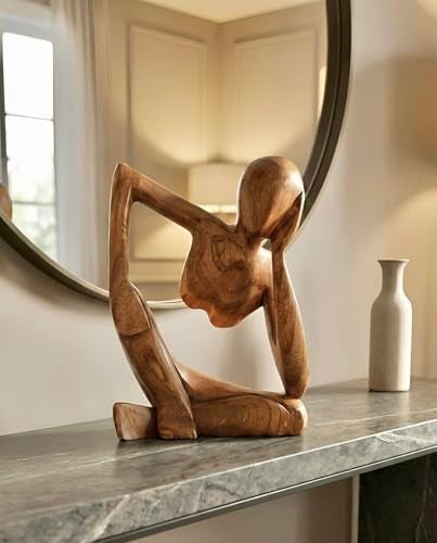 G6 Collection 12 Wooden Abstract Sculpture Handmade Handcrafted Art Thinking Man 2 Home Decor Decorative Figurine Accent Decoration Hand Carved Thinker Statue Thinking Man 2 - Image 3