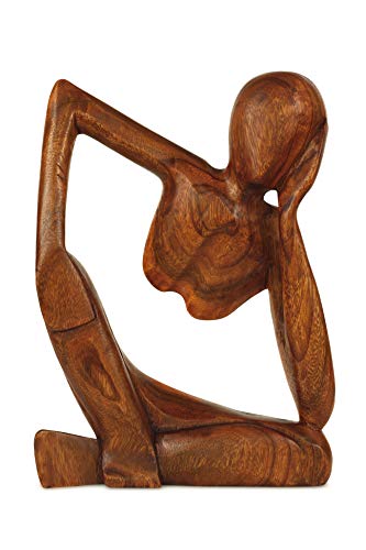 G6 Collection 12 Wooden Abstract Sculpture Handmade Handcrafted Art Thinking Man 2 Home Decor Decorative Figurine Accent Decoration Hand Carved Thinker Statue Thinking Man 2 - Image 1