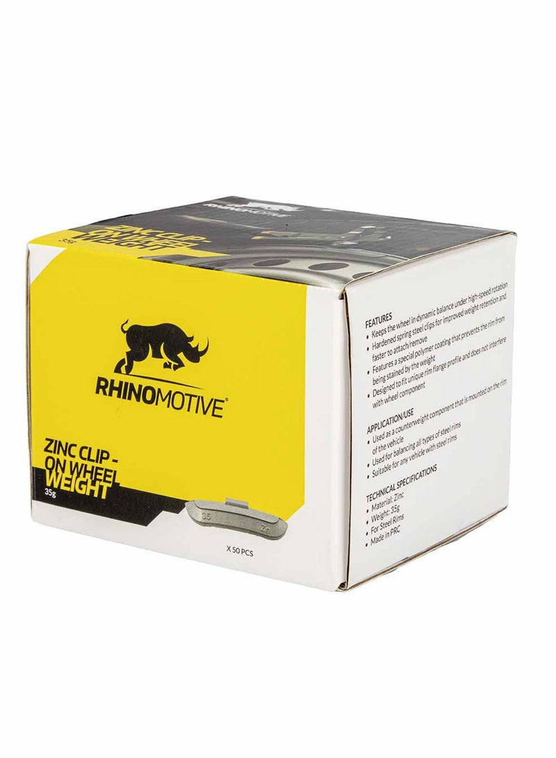 RHINOMOTIVE Automotive Zinc Clip-on Wheel Weight 35g 50Pcs Per Box  - Image 4