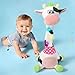 LLUKEME Cute Easter Dancing Cow Plush Toy with Wiggling Neck LED Lights Voice Record Repeat 10 Childrens Songs Safe Toy for Boys Girls Age 13 Easter Gifts for Toddlers - Image 2