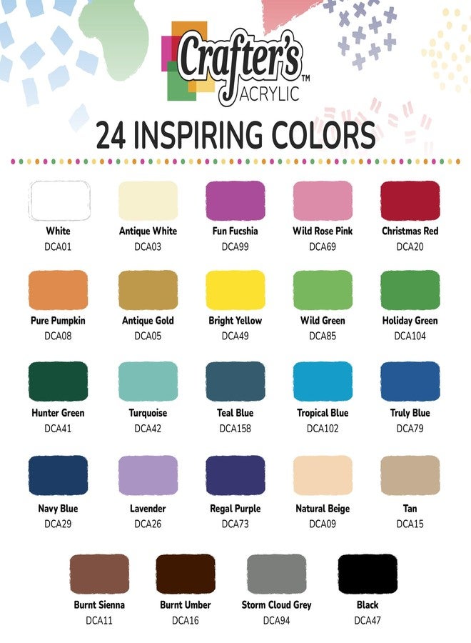 DecoArt Crafter’s Acrylic Paint Set - Popular Colors, 24 Bottles (2 fl oz) - Easy Craft Paints, Classrooms, Art Projects & DIY Crafts - Image 2