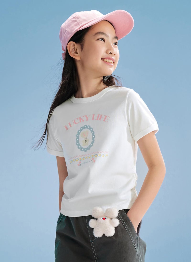 Balabala Kids Girls Round neck short-sleeved T-shirt - Image 2