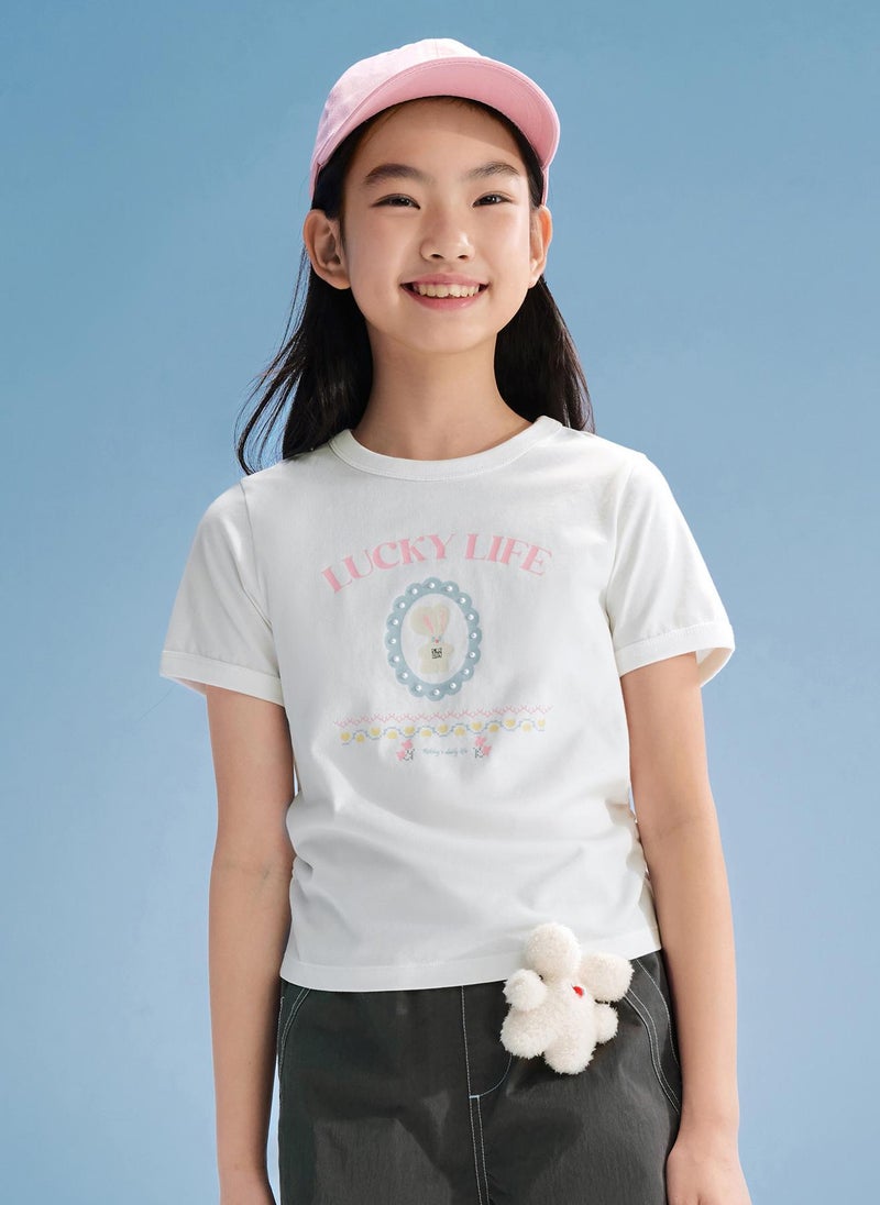 Balabala Kids Girls Round neck short-sleeved T-shirt - Image 1