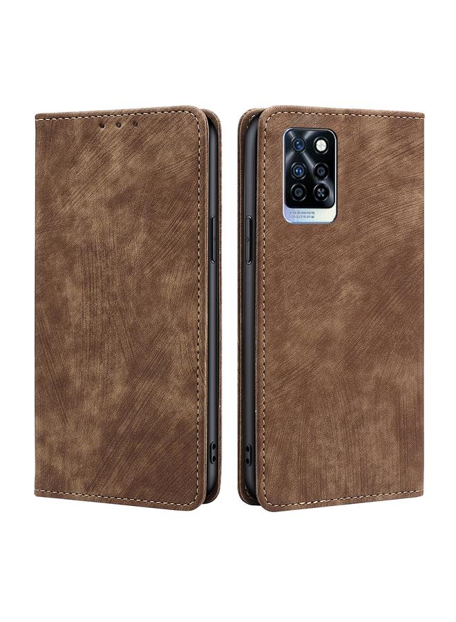 S-TOP Case For Infinix Note 10 Pro RFID Anti-theft Brush Magnetic Leather Phone Case - Image 1
