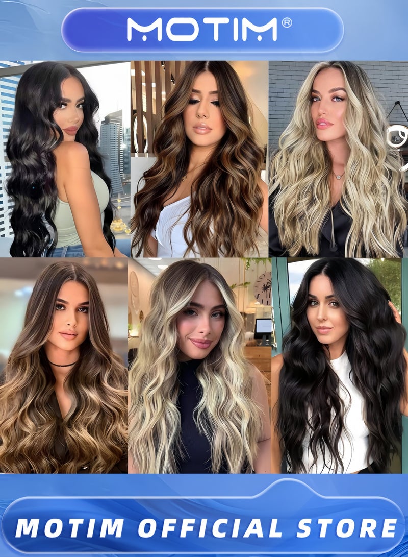 موتيم وصلات شعر صناعية طويلة ومموجة من الشعر الطبيعي، 4 قطع، 20 بوصة للنساء - Image 3