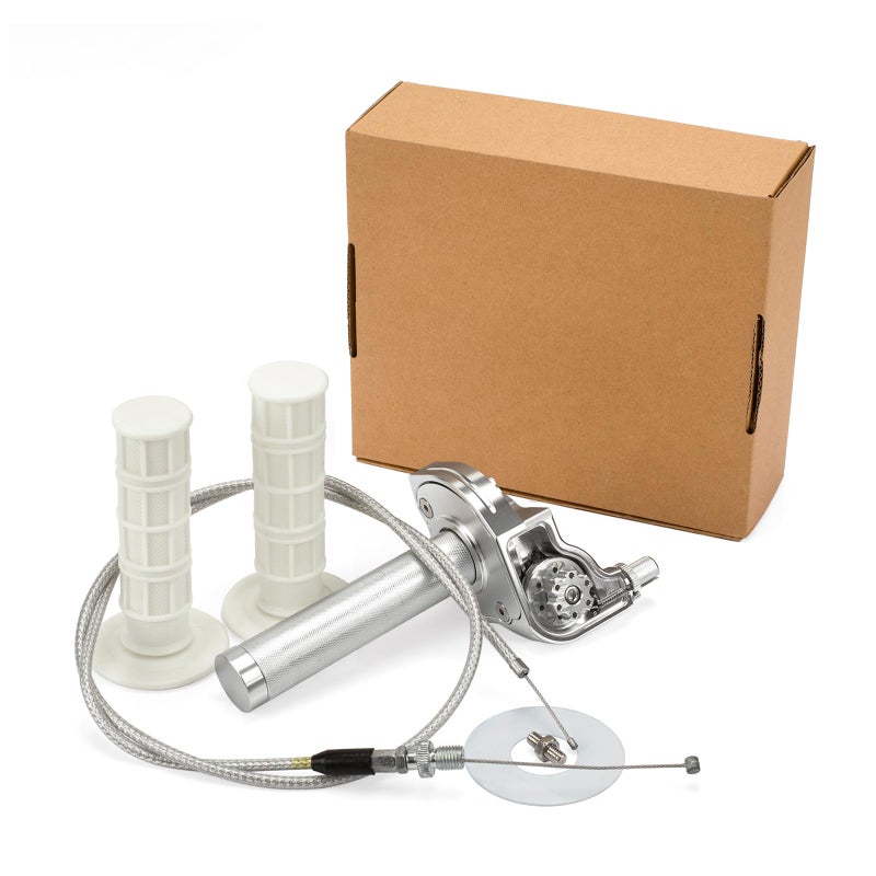 XINGWU Mini Bike Throttle Kit Universal 78 22mm CNC Quick Action Twist Throttle with Cable Throttle Assembly for CRF KLX SSR TTR 50cc250cc Dirt Pit Bike Mini Bike ATV Motorcycle Silver - Image 2