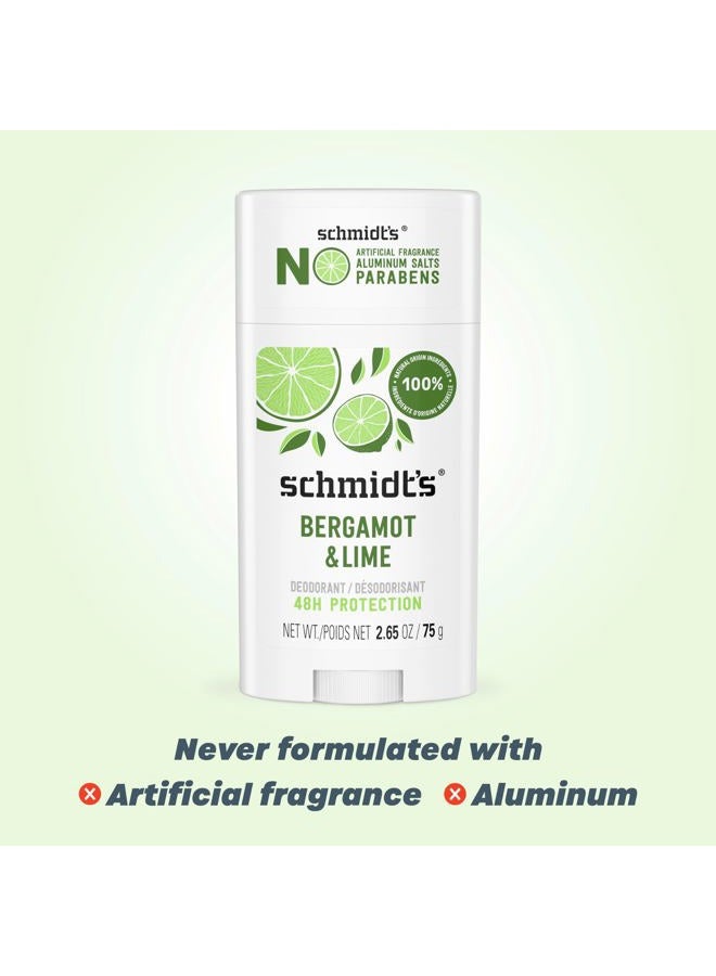 schmidt's Aluminum-Free Vegan Deodorant Bergamot & Lime 4 Count for Women and Men, with 24 Hour Odor Protection, Natural Ingredients, Cruelty-Free, 2.65 oz - Image 2