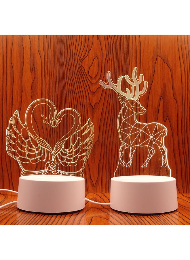Swan Night Light Plug USB Bedside Lamp Creative Girl Cartoon 3D Table Lamp Bedroom LED Gift Lamp-Color:All The Way To Have You-Dimensions:USB Charging Touch Remote Control 16 Colors (with Lithium Battery)  - Image 2