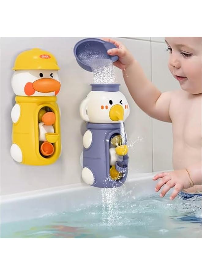 Baby Bath Toys, Toddler Waterfall Bathtub Toy W/ Suction Cup, Kids Water Spinner for Tub Pool, Infant Duck Elephant Shower Bathtime, Birthday Gifts 12 18 Month 1 2 3 Year Old Boys Girls