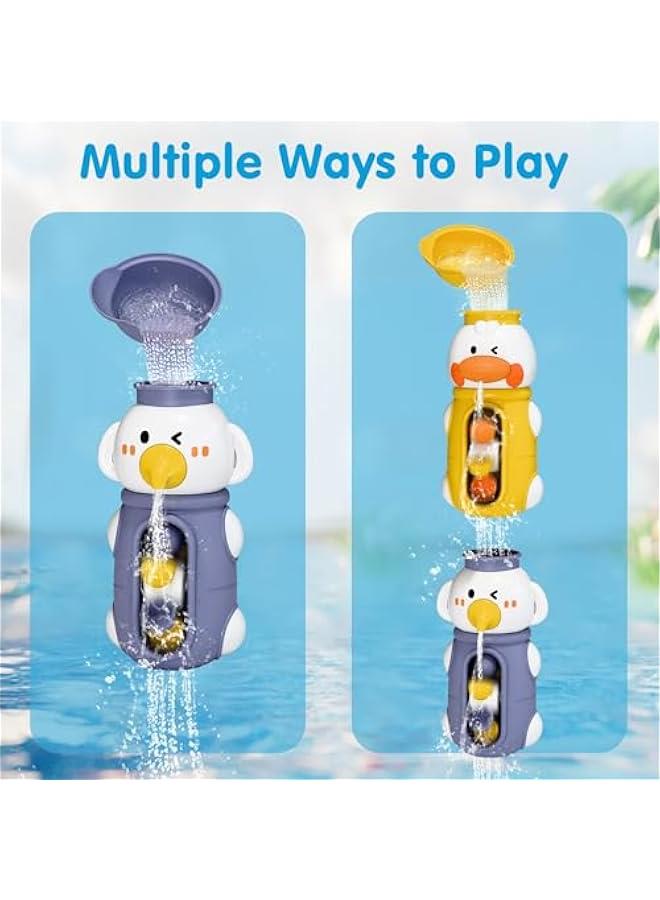 Baby Bath Toys, Toddler Waterfall Bathtub Toy W/ Suction Cup, Kids Water Spinner for Tub Pool, Infant Duck Elephant Shower Bathtime, Birthday Gifts 12 18 Month 1 2 3 Year Old Boys Girls