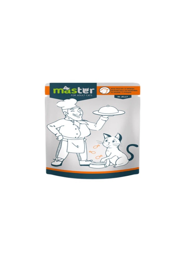 Master Master Wet Food with Poultry in Jelly for Adult Cats 80 gr 