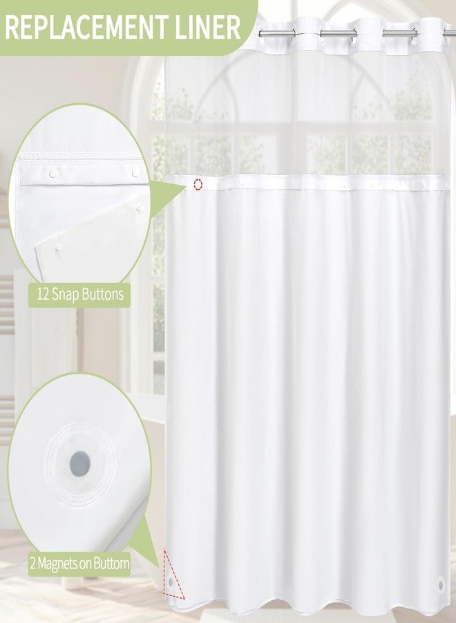 Litabel White PEVA Snap-in Shower Curtain Liner Replacement, 70W x 54H Waterproof Removable Liner for No Hook Shower Curtains with Snap in Liner, Hotel Quality - Image 2