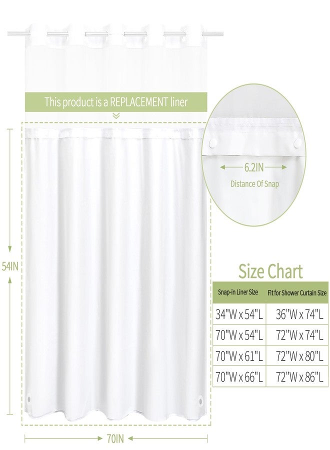 Litabel White PEVA Snap-in Shower Curtain Liner Replacement, 70W x 54H Waterproof Removable Liner for No Hook Shower Curtains with Snap in Liner, Hotel Quality - Image 3