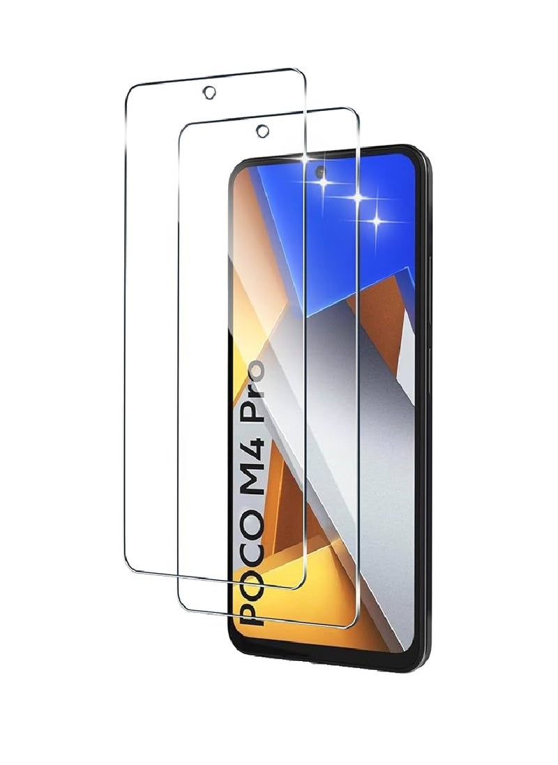 Super 2 Pieces Tempered Glass Screen Protector Clear Designed For Xiaomi Poco M4 Pro Full Screen Coverage And Bubble Free - Image 1