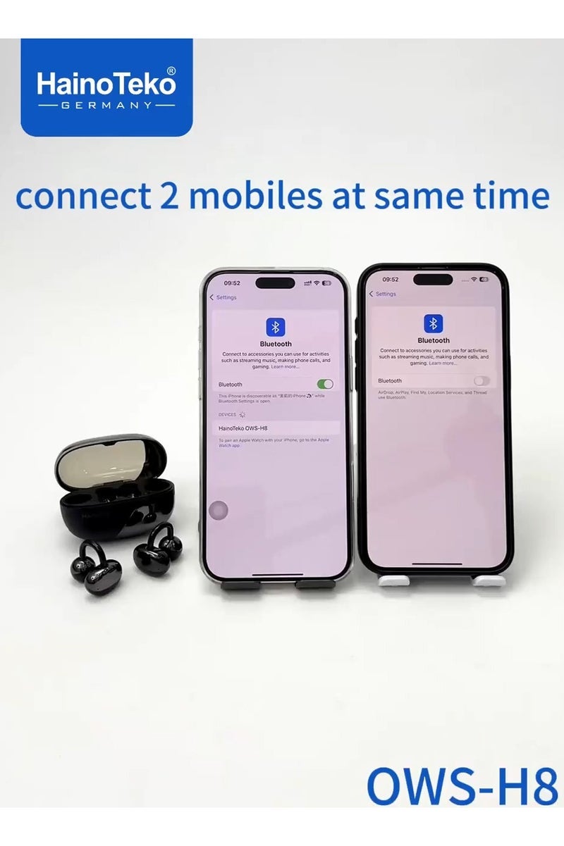 هينو تيكو OWS-H8 OpenDots Bluetooth Earphone With High Quality Sound Multi Functional Touch Controls and Microphone Black - Image 3