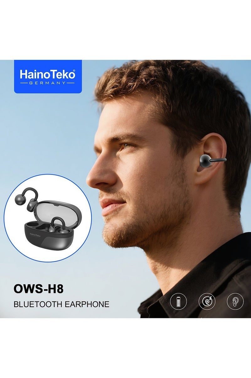 هينو تيكو OWS-H8 OpenDots Bluetooth Earphone With High Quality Sound Multi Functional Touch Controls and Microphone Black - Image 2
