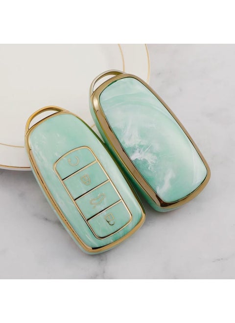 Chery Tiggo 8 Pro & Omoda 5 & Tiggo 7 Avantgarde Electroplated TPU Marble Patterned Key Case (1 Piece)