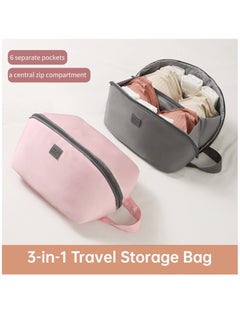 Excefore Travel Underwear Organizer Bag, Upgrade Bra Underwear Bra Storage Bag With Liner, Travel Large Packing Cube Storage Bag, Portable Lingerie Pouch Organizer for Bra Underwear Socks Underpants, Grey  - Image 2