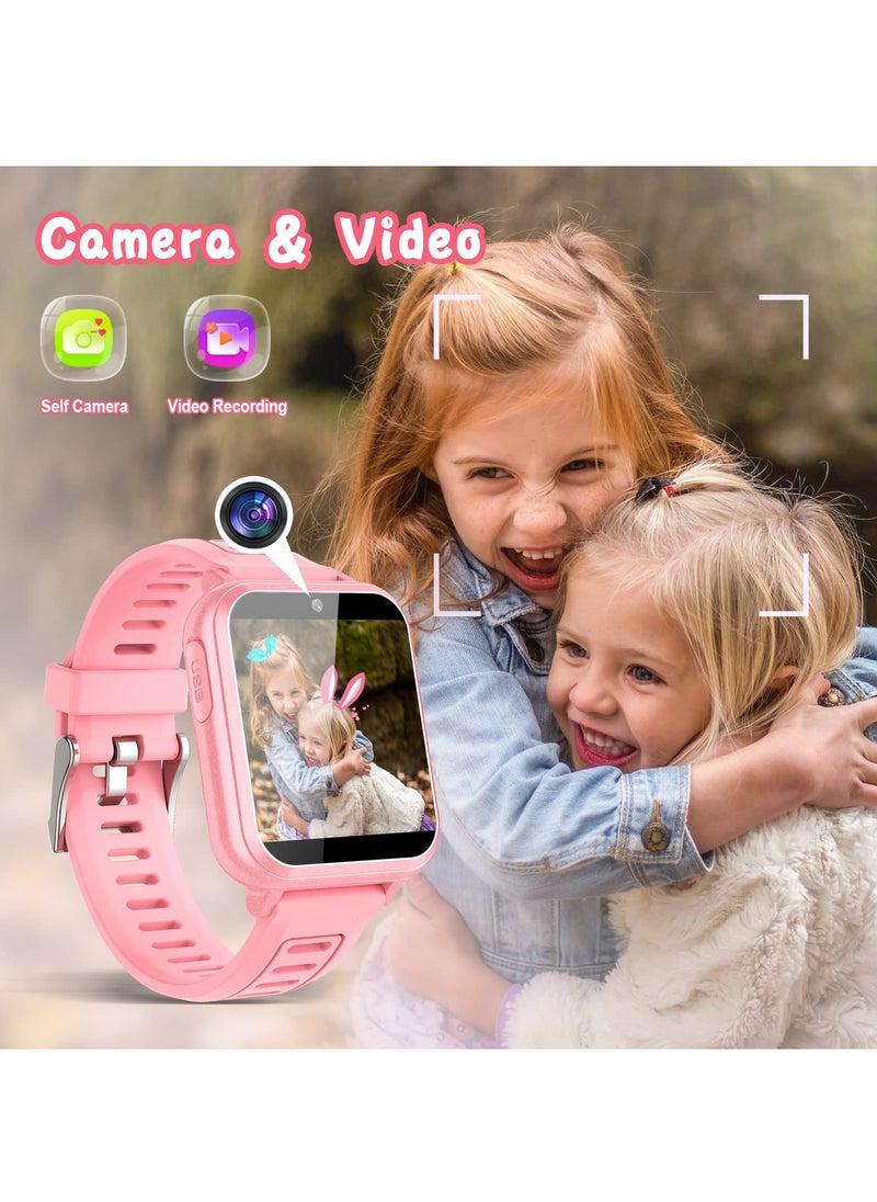 Generic - Kids Smart Watch, Smart Game Watch with 24 Games, HD Touch Screen, Video, Camera, Music Player, Pedometer, Flashlight, Alarm Clock, Kids Watches for 5-12 Year Olds Boy/Girl (Pink) - Image 1