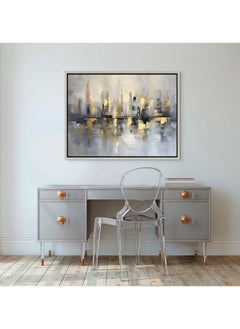 Art Decor Art Decor Framed Canvas Abstract Painting Print of Dubai Skyline Black Blue and Gold Colors Dubai Wall Art Print Wall Decor for Office Living Room Bedroom Gifting  - Image 2