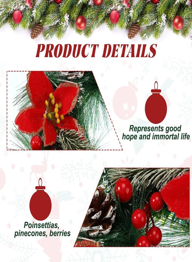 Yinkin Christmas Cemetery Wreath with Grave Hanger, Artificial Wreath with Pine Cones Berry Flowers Gravestone Stand Tombstone Holder for Xmas Grave Outdoor Decorations - Image 4