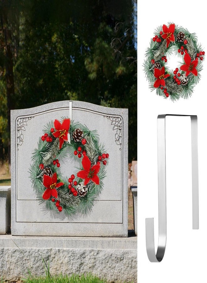 Yinkin Christmas Cemetery Wreath with Grave Hanger, Artificial Wreath with Pine Cones Berry Flowers Gravestone Stand Tombstone Holder for Xmas Grave Outdoor Decorations - Image 1