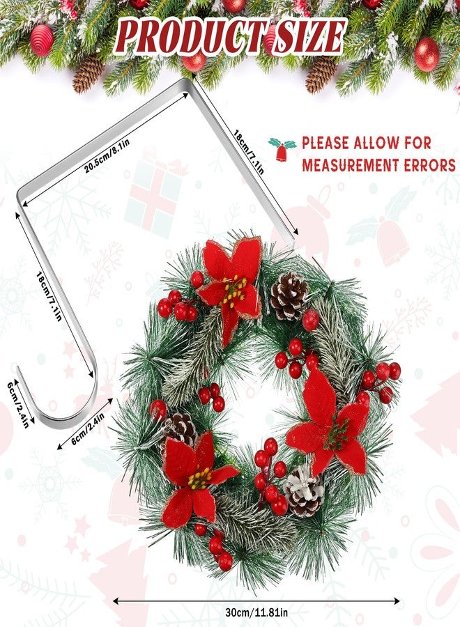 Yinkin Christmas Cemetery Wreath with Grave Hanger, Artificial Wreath with Pine Cones Berry Flowers Gravestone Stand Tombstone Holder for Xmas Grave Outdoor Decorations - Image 2