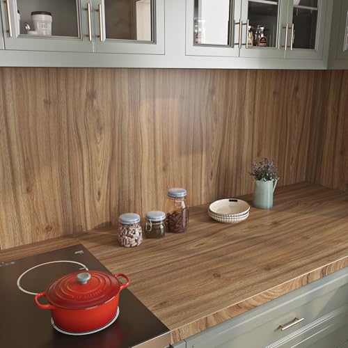 Livelynine Acacia Wood Contact Paper Peel and Stick Countertops Natural Wood Countertop Contact Paper Waterproof Wallpaper Counter Top Covers Vinyl Wrap for Cabinets Desk Laminate Sheets 158x788 - Image 3