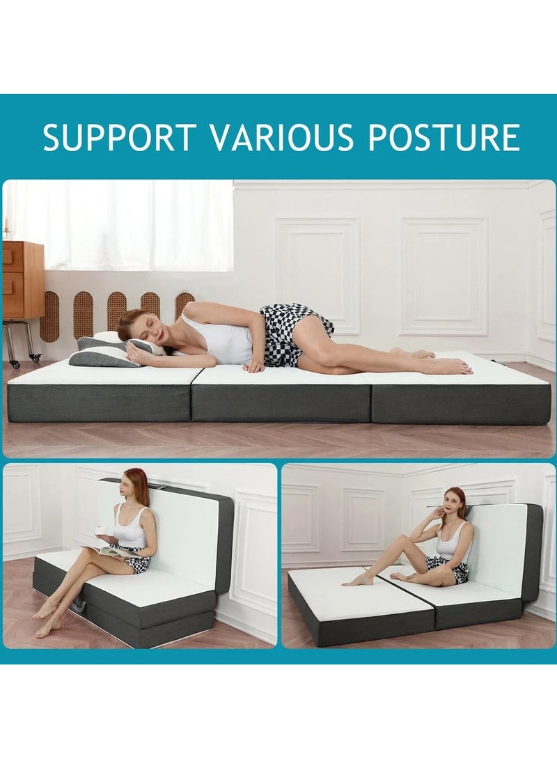 COMFY WHITE FOLDING PREMIUM KNITTED COTTON 180 X 90 X 10CM MATTRESS WITH BLACK BORDER - Image 1