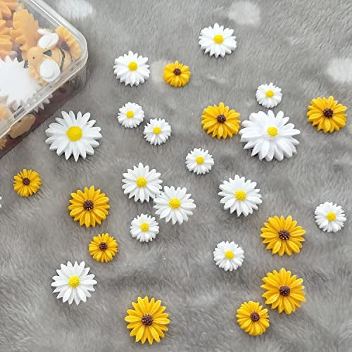 glacely 120pcs Mini Resin Bee Daisy Flowers Decor and Ladybugs Embellishments, Including 30 Pcs Tiny Resin Ladybug 30 Pcs Bee and 60 Pcs Sunflower Decorations for DIY Craft Cloth Pen Box Home Decor - Image 3